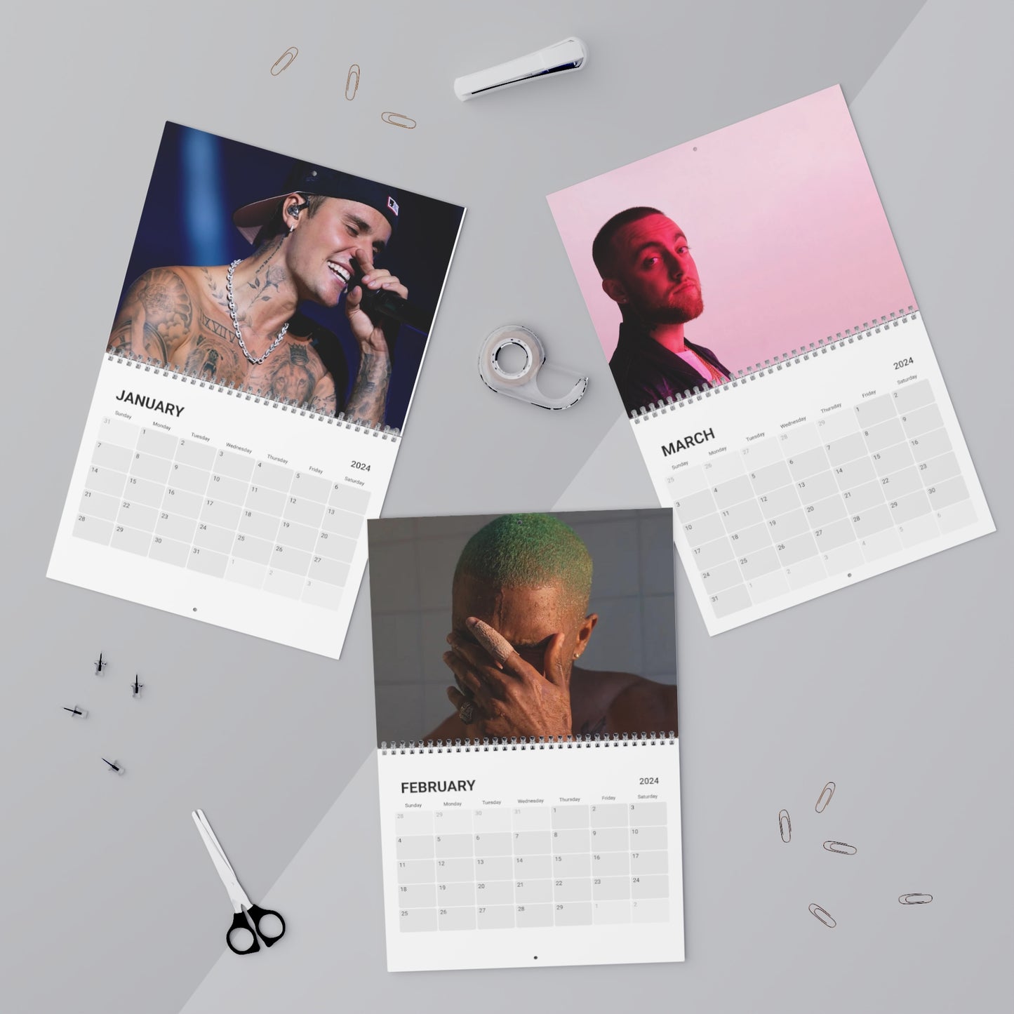 Rhythm and Rhymes 2024 Calendar, Wall Calendars, Music Calendar, Justin Bieber, SZA, Frank Ocean, J Cole, Christmas 2023, Music Gifts