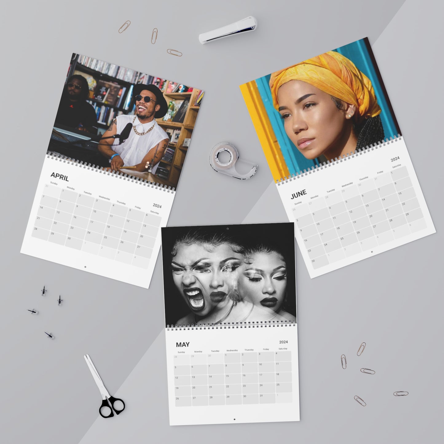 Rhythm and Rhymes 2024 Calendar, Wall Calendars, Music Calendar, Justin Bieber, SZA, Frank Ocean, J Cole, Christmas 2023, Music Gifts