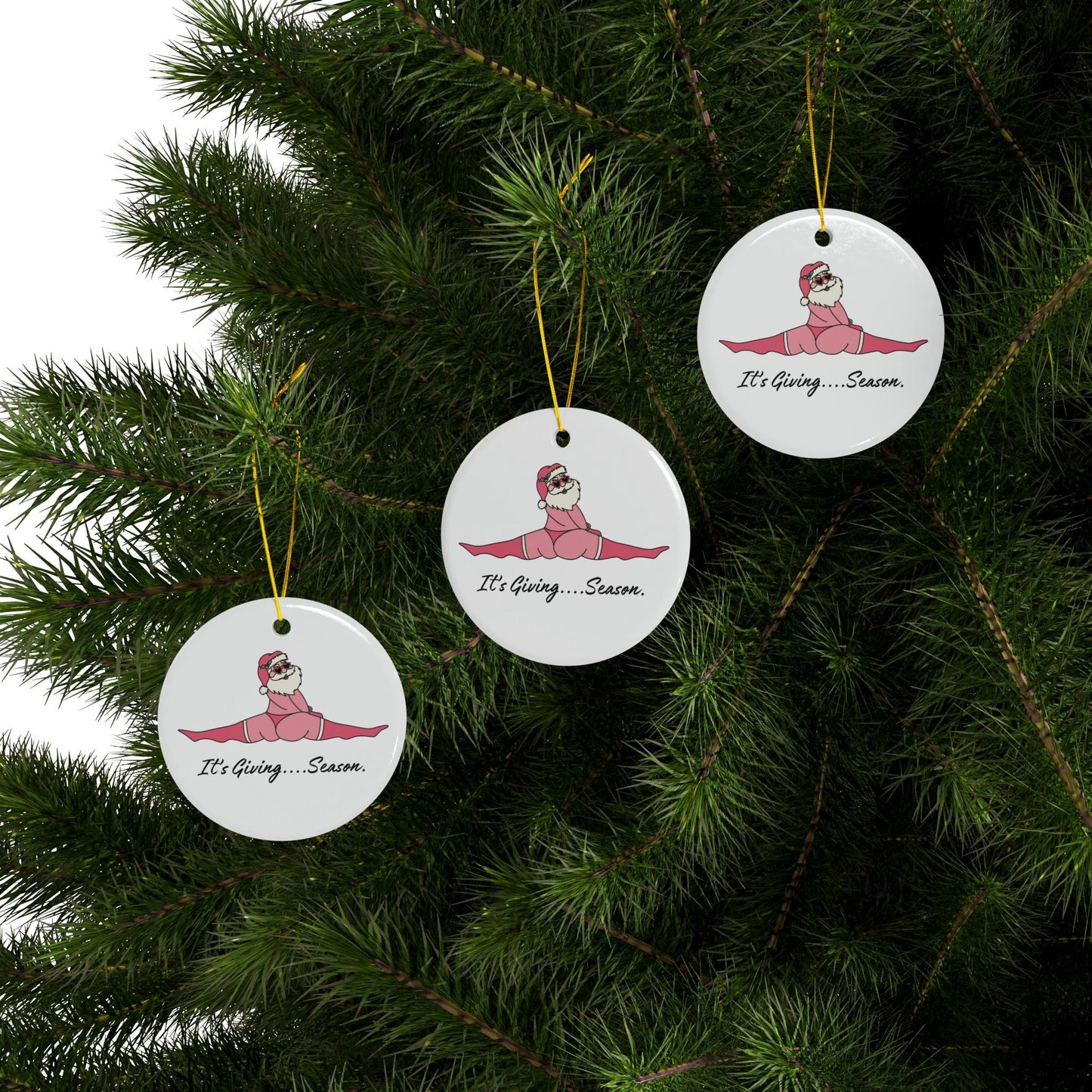 It's Giving Season Ornament, Naughty Santa, Fun Christmas Ornament, Inappropriate Christmas Gift, Christmas Decor, Ornament Sets, Funny Gift Home Decor - Clarity Threads