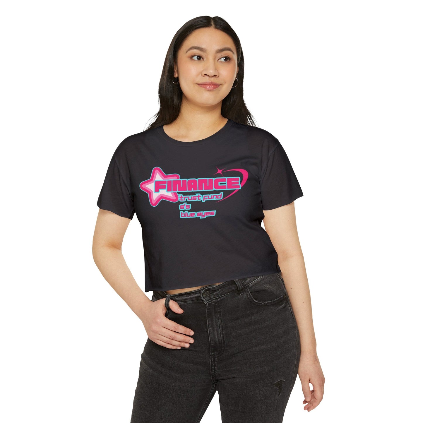 Looking For a Man in Finance Trust Fund 6'5 Blue Eyes Crop Top, Y2k Shirt, TikTok Song, Festival Outfits, Rave Outfits Women, Finance Bros T - Shirt - Clarity Threads