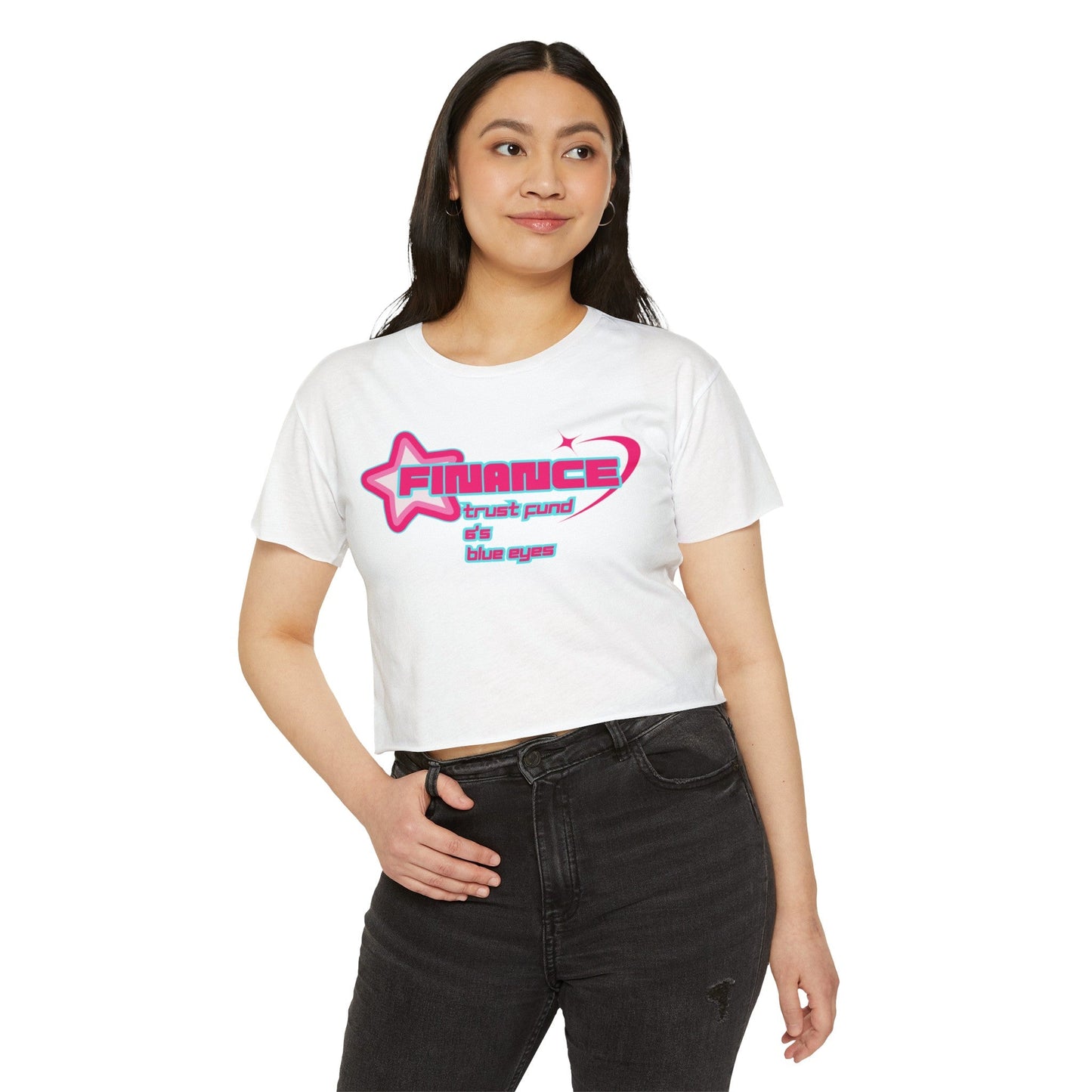 Looking For a Man in Finance Trust Fund 6'5 Blue Eyes Crop Top, Y2k Shirt, TikTok Song, Festival Outfits, Rave Outfits Women, Finance Bros T - Shirt - Clarity Threads