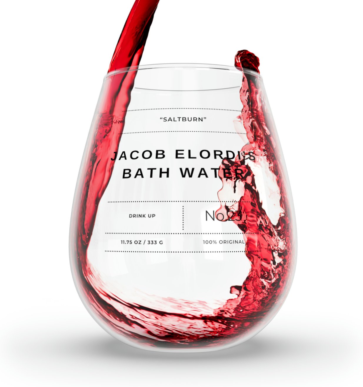 Jacob Elordi's Bath Water Stemless Wine Glass, Jacob Elordi, Barry Keoghan, Saltburn Movie, Saltburn Merch, Stemless Wine Glass Wine Glass - Clarity Threads