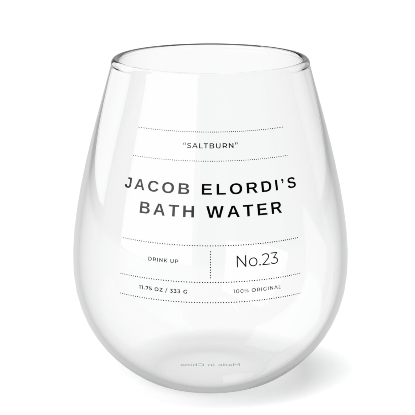 Jacob Elordi's Bath Water Stemless Wine Glass, Jacob Elordi, Barry Keoghan, Saltburn Movie, Saltburn Merch, Stemless Wine Glass Wine Glass - Clarity Threads