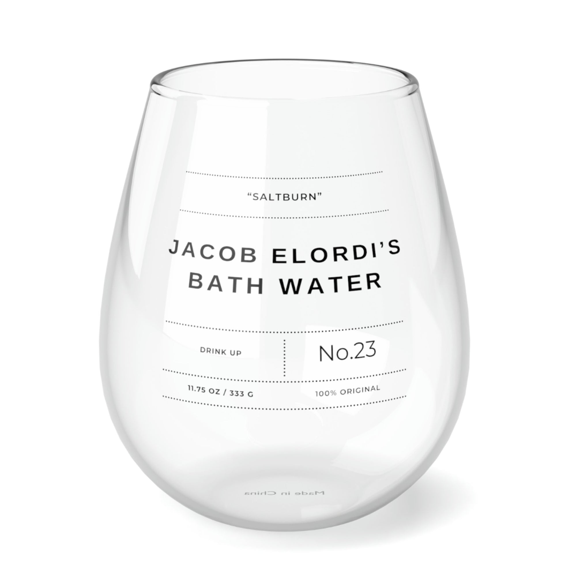 Jacob Elordi's Bath Water Stemless Wine Glass, Jacob Elordi, Barry Keoghan, Saltburn Movie, Saltburn Merch, Stemless Wine Glass Wine Glass - Clarity Threads