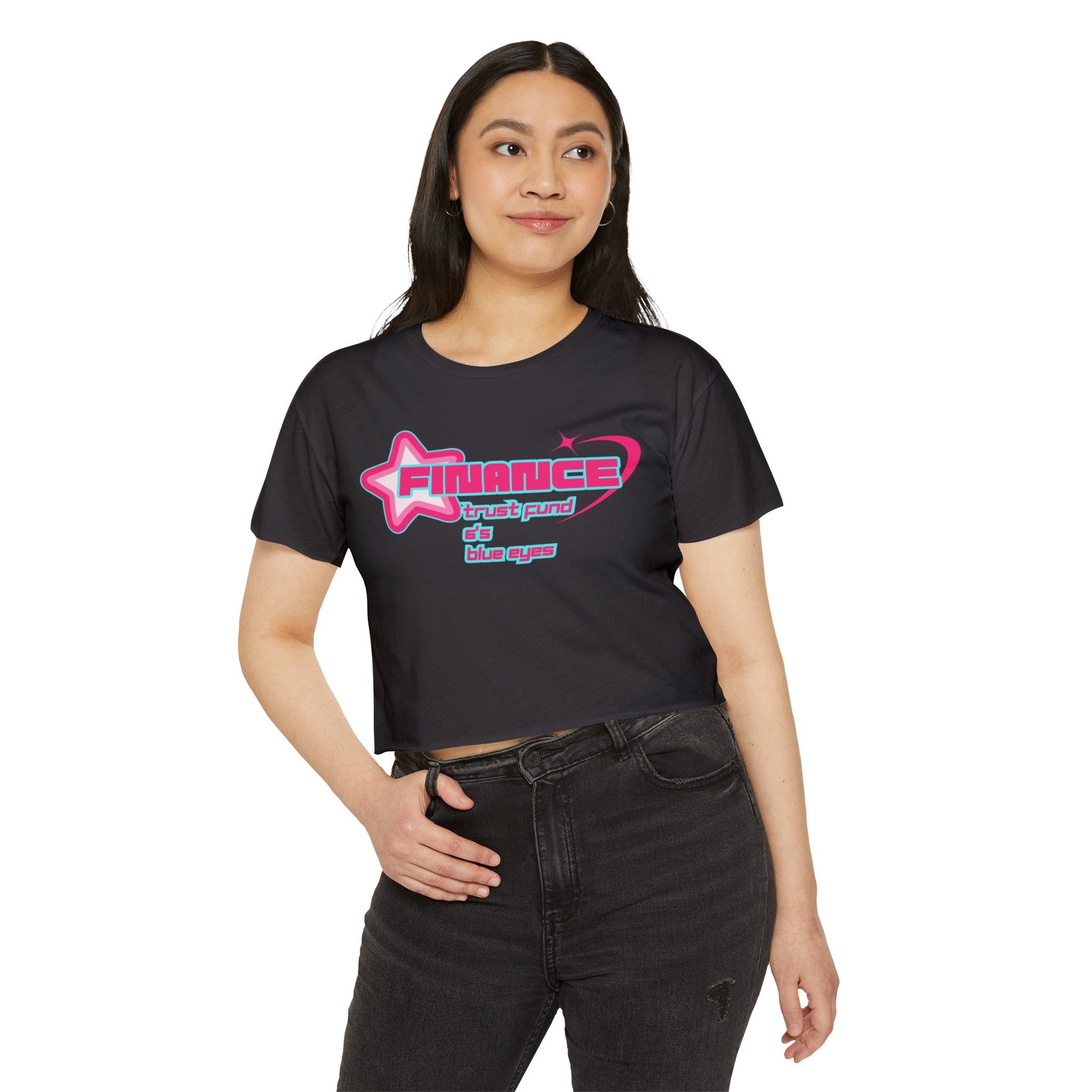 Looking For a Man in Finance Trust Fund 6'5 Blue Eyes Crop Top, Y2k Shirt, TikTok Song, Festival Outfits, Rave Outfits Women, Finance Bros T - Shirt - Clarity Threads
