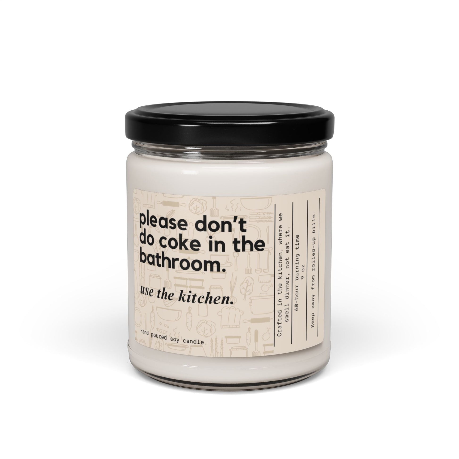 Please Don't Coke in the Bathroom Use the Kitchen Candle, Funny Gifts, Kitchen Decor Ideas, Soy Candle Wax, Homesick Candles, 9 oz Home Decor - Clarity Threads